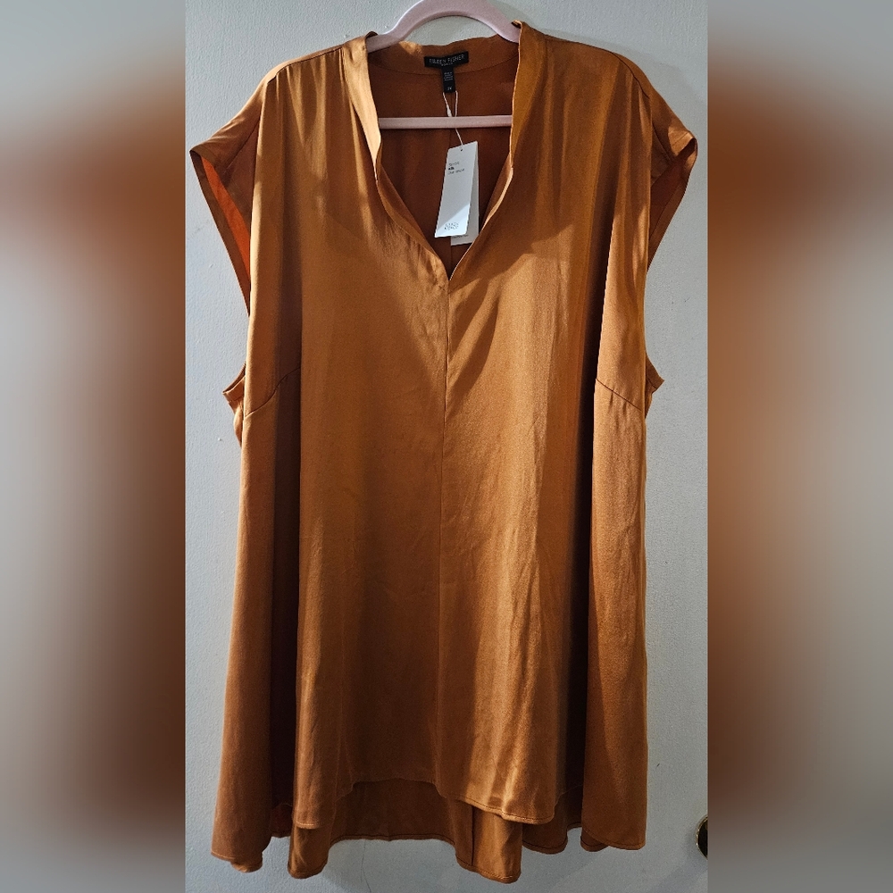 Eileen Fisher Tan V-Neck Blouse